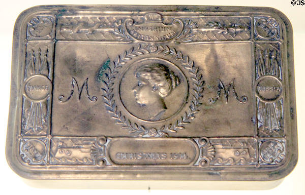 Brass box given by Princess Mary to members of British & Colonial troops with gifts (Christmas 1914) at Vimy Ridge Memorial. Vimy, France.