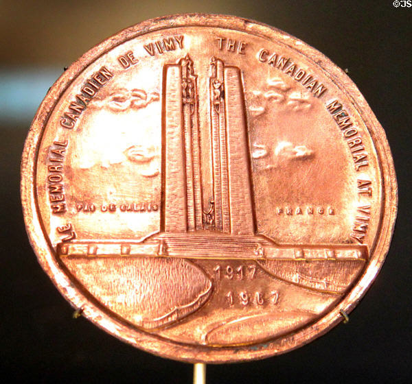 Medallion (1967) marking 50th anniversary of battle at Vimy Ridge Memorial. Vimy, France.