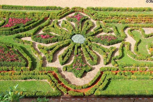 Symmetrical design of moat garden of Angers Chateau. Angers, France.