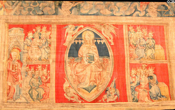 God in Majesty with 24 Elders from Apocalypse Tapestry at Angers Chateau. Angers, France.