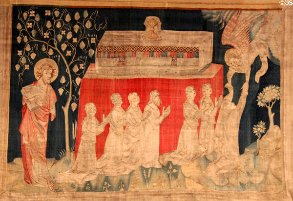 Fifth seal: souls of the martyrs from Apocalypse Tapestry at Angers Chateau. Angers, France.