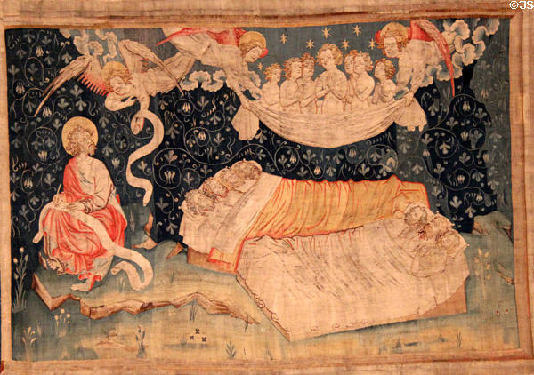 Sleep of the Just from Apocalypse Tapestry at Angers Chateau. Angers, France.