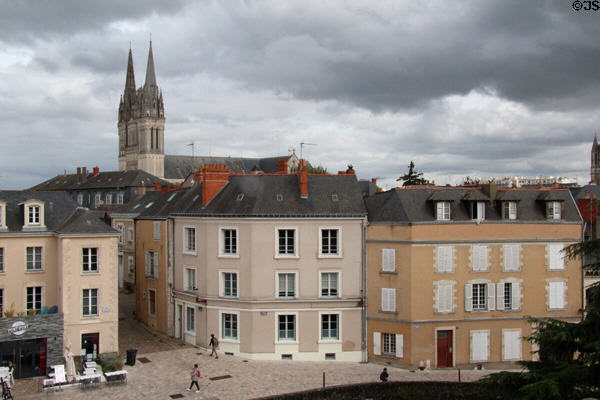 Old town with spires of St Maurice of Angers Cathedral. Angers, France.