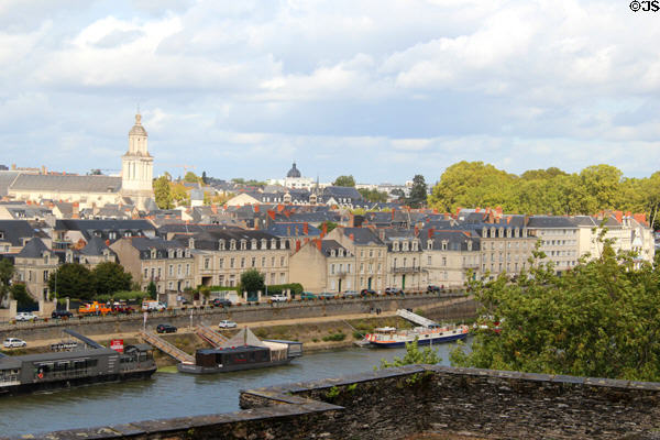 View of Maine River & North bank from Angers Chateau. Angers, France.