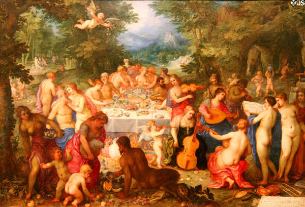 Banquet of the Gods painting (c1606-10) by Hendrick van Balen & Jan Brueghel, Elder at Angers Fine Arts Museum. Angers, France.