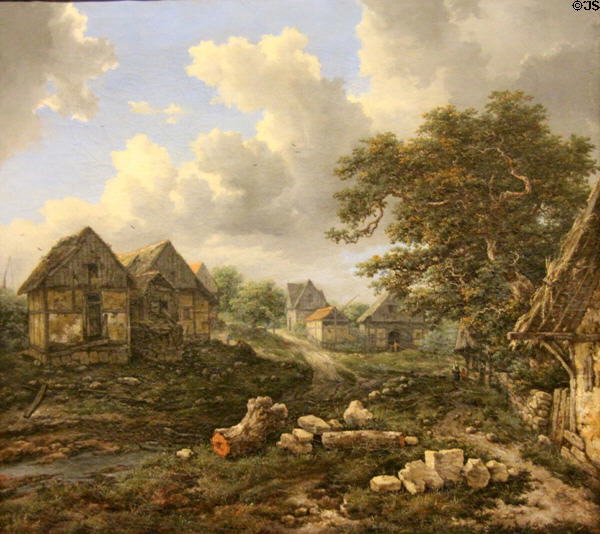 Countryside painting (1653) by Jacob Isaaksz van Ruisdael at Angers Fine Arts Museum. Angers, France.