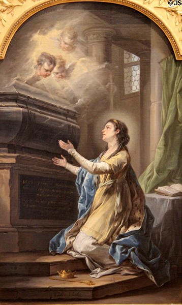 St Clothilde at the Tomb of St Martin painting (before 1753) by Charles-André Van Loo, known as Carle Vanloo at Angers Fine Arts Museum. Angers, France.