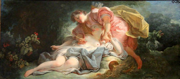 Cephalus & Procris, characters from Metamorphosus of Ovid, painting (c1750-55) by Jean-Honoré Fragonard at Angers Fine Arts Museum. Angers, France.