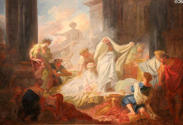 Coresus at Callirhoe painting (1765) by Jean-Honoré Fragonard at Angers Fine Arts Museum. Angers, France.