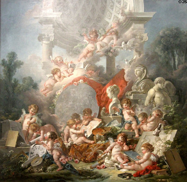 The Spirits of the Arts painting (1761) by François Boucher at Angers Fine Arts Museum. Angers, France.