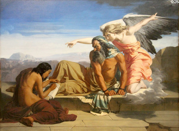 Prophet Jeremiah dictates his Prophecies painting (1842) by Henri Lehmann at Angers Fine Arts Museum. Angers, France.