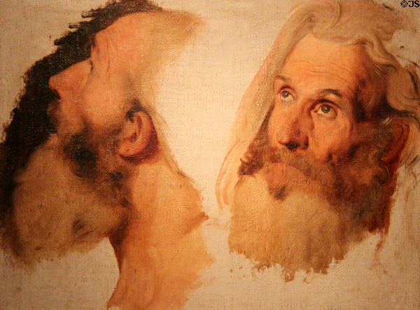 Two Heads of a Man painting (1st half 19thC) by Jean-Auguste-Dominique Ingres at Angers Fine Arts Museum. Angers, France.