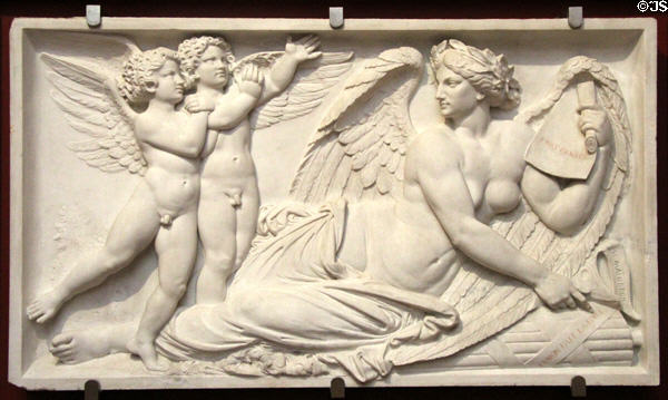 Low relief in marble representing Fraternity (1850) by Hippolyte Maindron at Angers Fine Arts Museum. Angers, France.