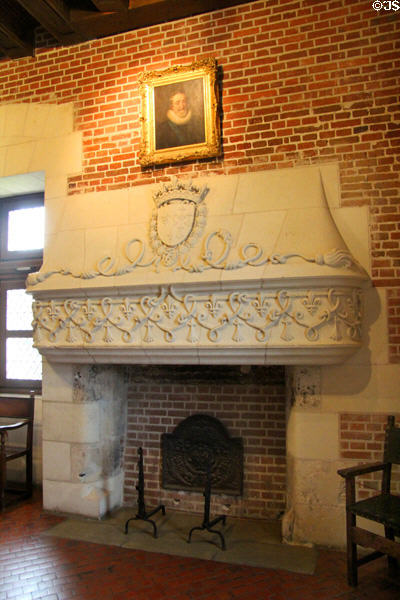 Franciscan Antechamber fireplace in Royal Lodge at Chateau Royal of Amboise. Amboise, France.