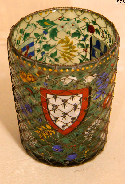 Glass with duchy of Brittany's coat of arms at Château de Clos Lucé. Amboise, France.