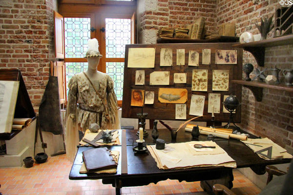 Items of the type used by Da Vinci in workshop at Château de Clos Lucé. Amboise, France.