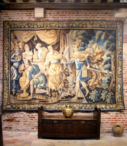 Tapestry hanging in kitchen at Château de Clos Lucé. Amboise, France.