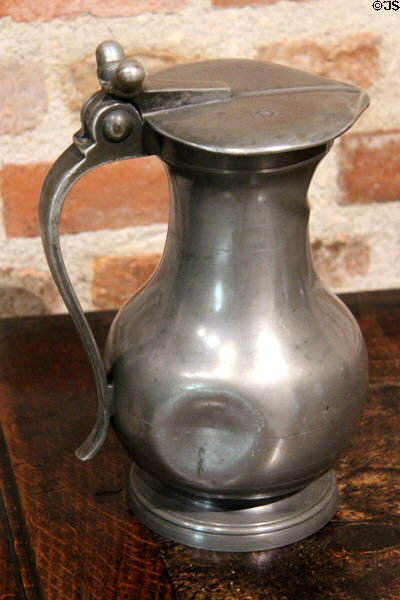 Covered pewter pitcher in Great Hall at Château de Clos Lucé. Amboise, France.