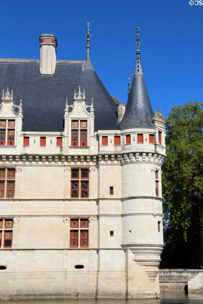 Corner turret of Château d'Azay-le-Rideau. Azay-le-Rideau, France.