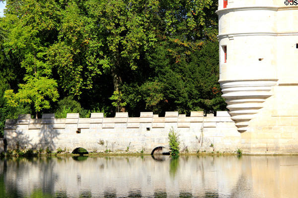 Supporting base of corner turret at Château d'Azay-le-Rideau. Azay-le-Rideau, France.