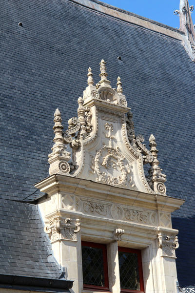 Carvings around dormer window at Château d'Azay-le-Rideau. Azay-le-Rideau, France.