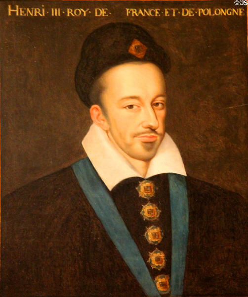 Portrait of Henri III, King of France & Polish Lithuanian Commonwealth at Château d'Azay-le-Rideau. Azay-le-Rideau, France.