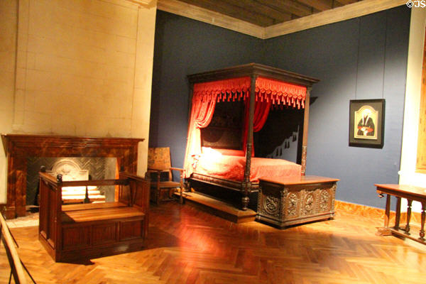 Renaissance furniture in Psyche's Room at Château d'Azay-le-Rideau. Azay-le-Rideau, France.