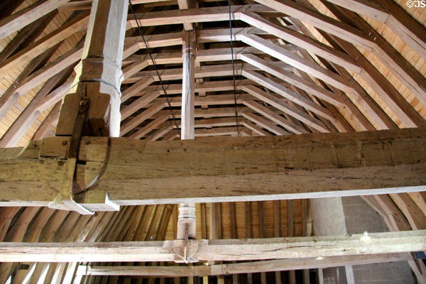 Oak roof beams in Great Attic of Château d'Azay-le-Rideau. Azay-le-Rideau, France.