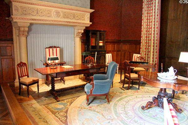 Mid-19thC furniture in Salon-Library at Château d'Azay-le-Rideau. Azay-le-Rideau, France.