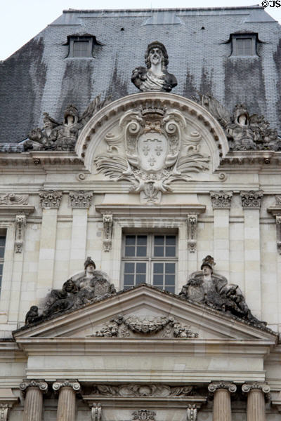 Decoration over portal of Gaston of Orleans Classical wing (1635-38) at Blois Chateau. Blois, France.