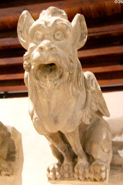 Mythical creature gargoyle in architecture gallery at Blois Chateau. Blois, France.