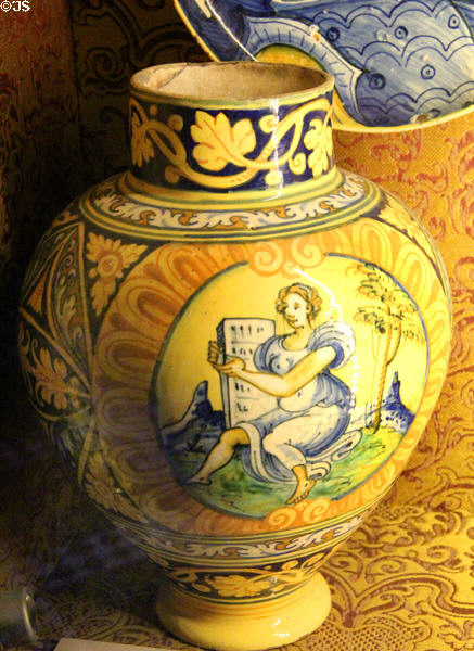 Faience pharmacy jar (1565-70) at Blois Chateau. Blois, France.