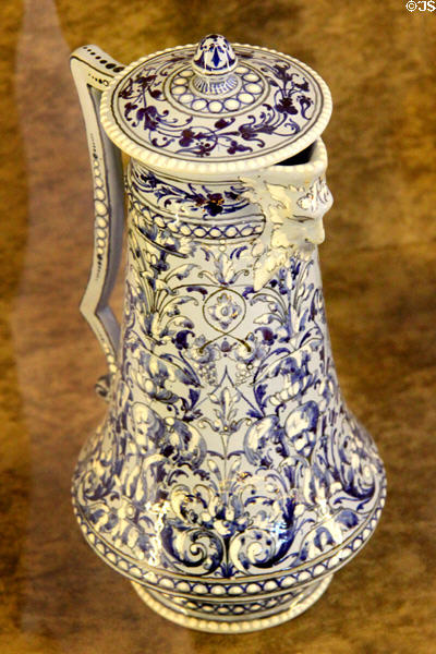 Ceramic pitcher with cover (1876) from Blois at Blois Chateau. Blois, France.