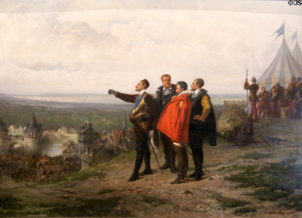 Henri III at Saint-Cloud starting Siege of Paris in 1589 painting (1869) by Arnold Scheffer at Blois Chateau. Blois, France.