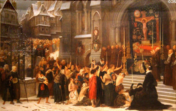 Funeral procession of Duc de Guise after assassination in Blois painting (1868) by Arnold Scheffer at Blois Chateau. Blois, France.