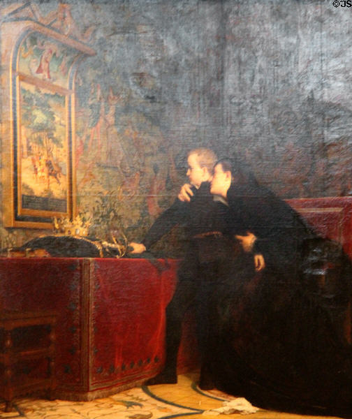 Duc de Guise vows to avenge his assassinated father painting (1864) by Pierre Charles Comte at Blois Chateau. Blois, France.