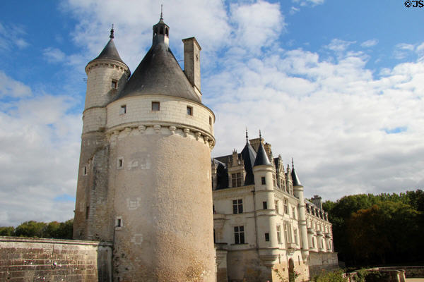 Marques Tower updated (early 1500s) to Renaissance style at Chenonceau Chateau. Chenonceau, France.