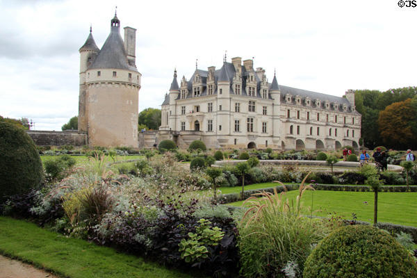 Chenonceau Chateau seen from Catherine de Medici's garden. Chenonceau, France.