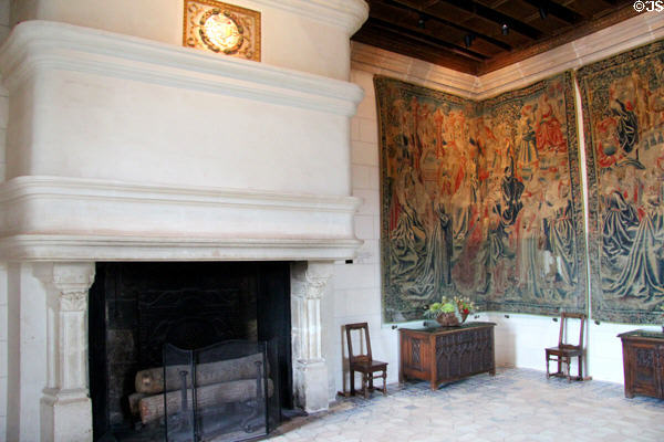 Guards' room with Flanders tapestries (16thC) at Chenonceau Chateau. Chenonceau, France.