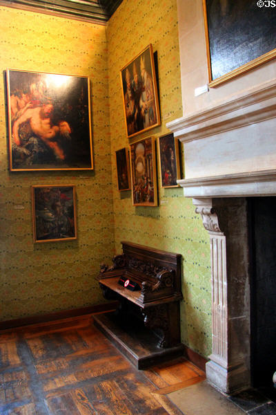 Collection of paintings in Green Study at Chenonceau Chateau. Chenonceau, France.