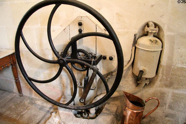 Water pump in kitchen at Chenonceau Chateau. Chenonceau, France.