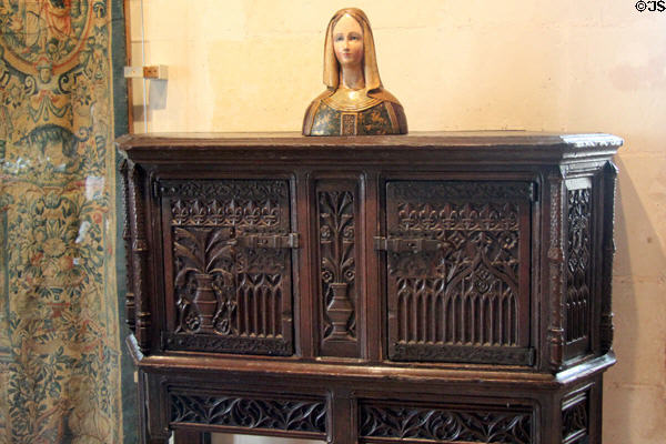 Cabinet in bedroom of five queens at Chenonceau Chateau. Chenonceau, France.