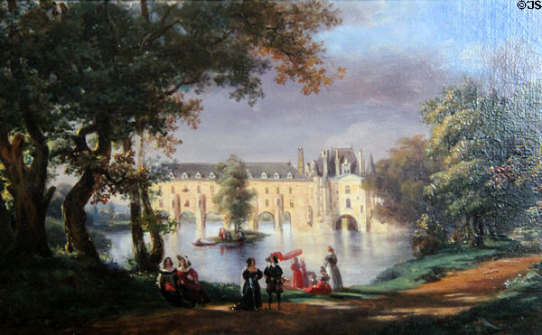 Chenonceau painting (18thC) at Chenonceau Chateau. Chenonceau, France.