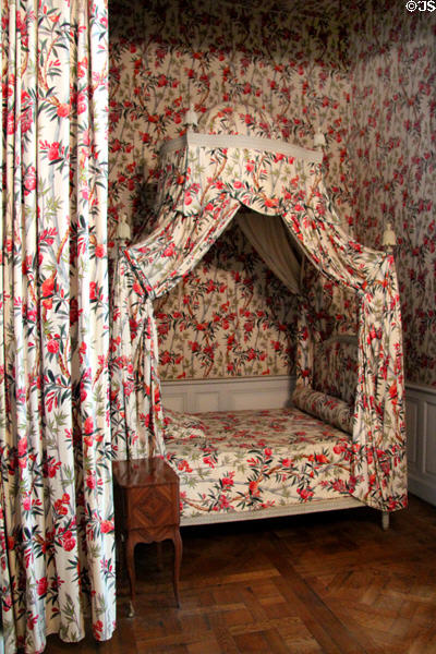 Polish style canopy bed (end 18thC) from epoch when Louis XV's queen was Polish at Chambord Chateau. Chambord, France.
