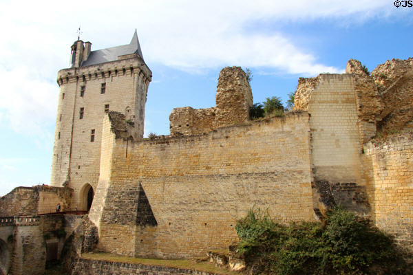 La Tour de l'Horloge & eastern defense walls at Château de Chinon. Chinon, France.