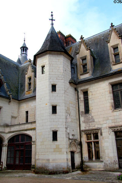 Corner tower in courtyard of Chaumont-Sur-Loire. France.
