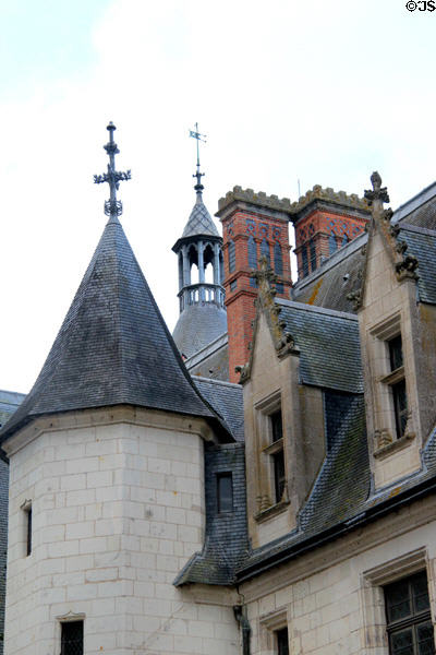 Roofline in courtyard of Chaumont-Sur-Loire. France.