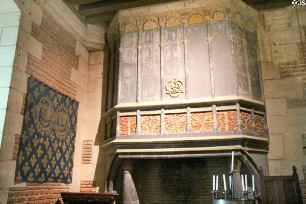 Polychrome fireplace (16thC)in Ruggierii Room at Chaumont-Sur-Loire. France.