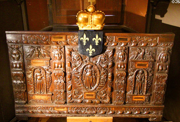 Renaissance chest (end 16thC) in King's room at Chaumont-Sur-Loire. France.