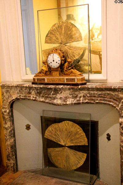 French Empire clock & decoration (late 19thC) in small salon at Chaumont-Sur-Loire. France.